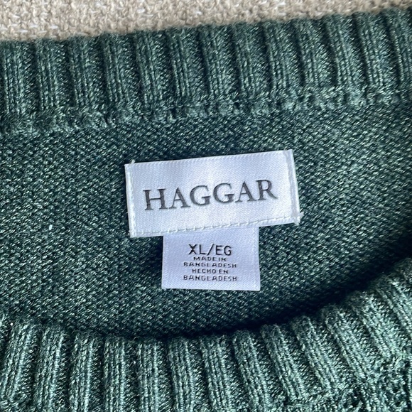 Men’s XL Haggar Long Sleeve Dark Green Sweater - Picture 2 of 5